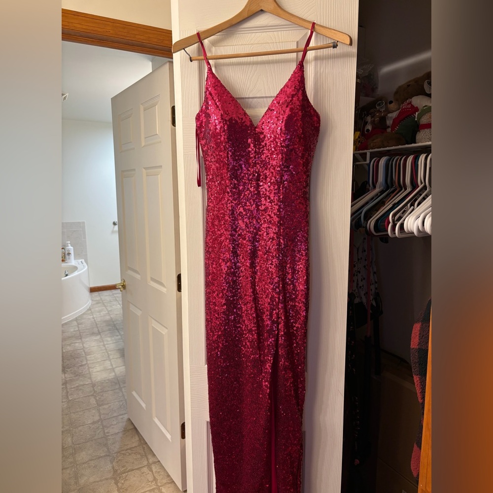 Honey and Rosie Fuchsia Sequin Maxi Slip Dress